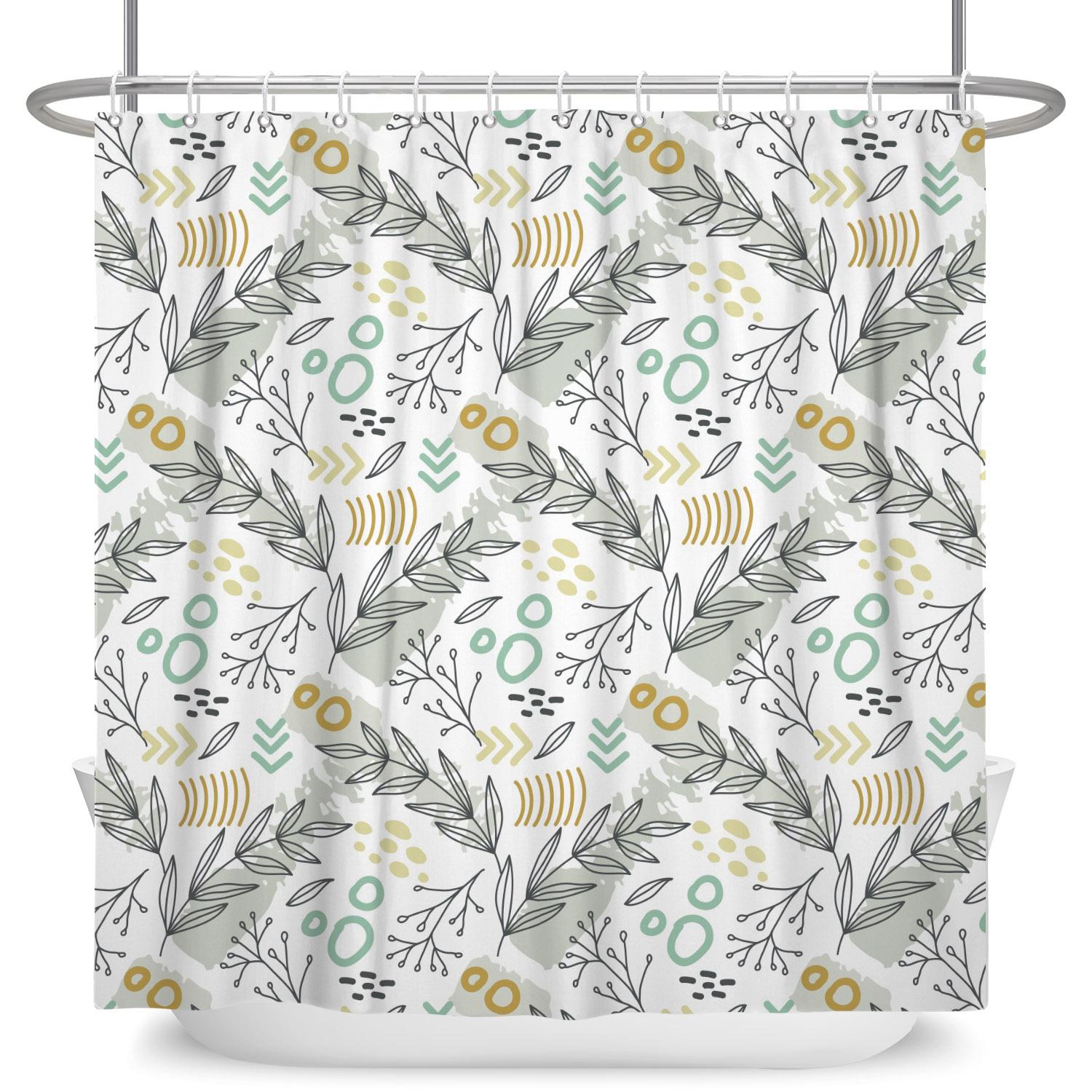 

Modern Simple Shower Curtain Green Plant Leaf Vine Flower Polyester Waterproof Fabric Home Decor Bathroom Curtain Accessories 90x180cm
