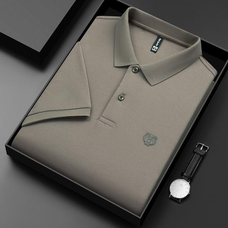 High End 100% Cotton POLO Shirt Men's Summer New Fashion Tiger Head Embroidery Short Sleeve T-shirt Lapel Half Sleeve Paul Shirt