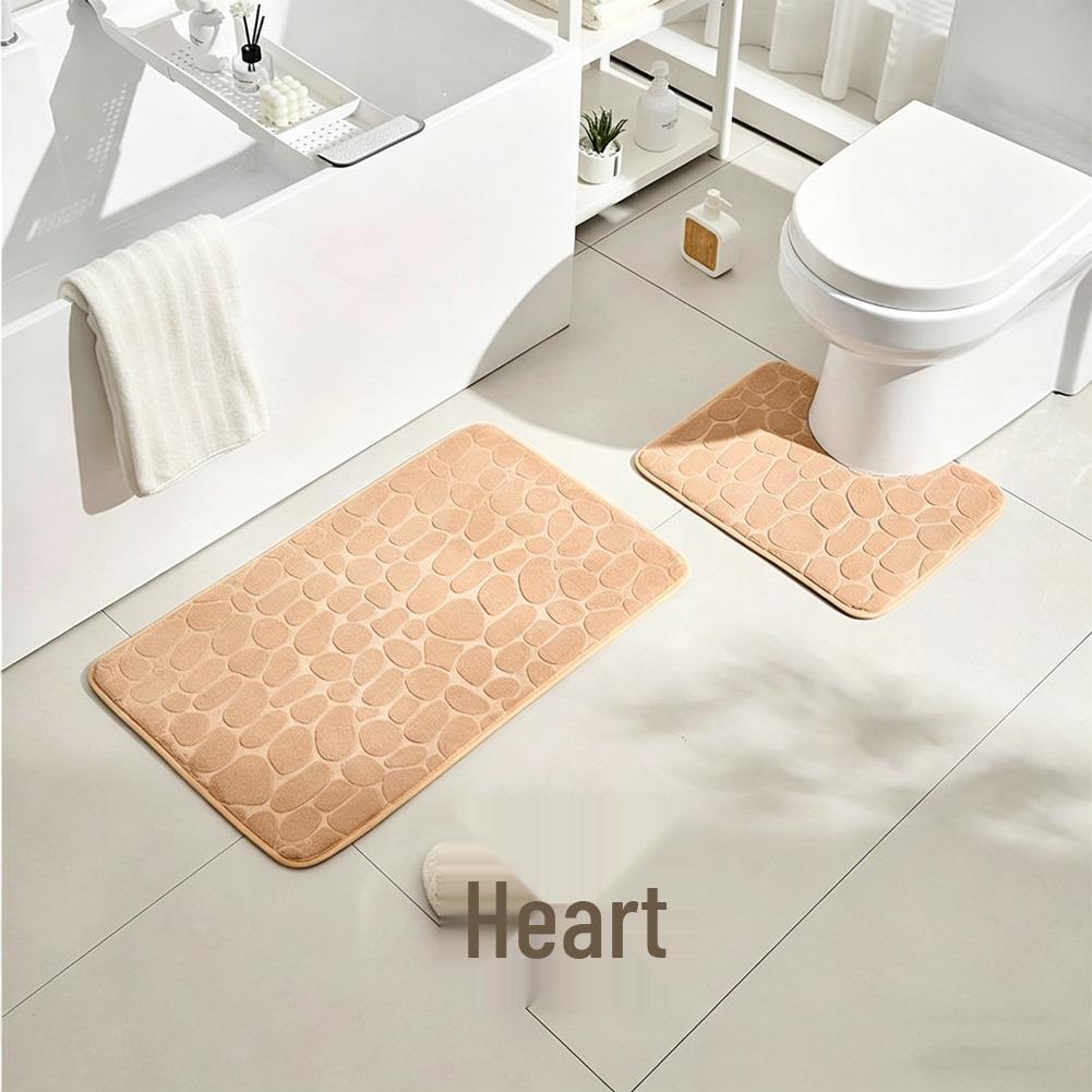 Set of 2 Pebble Coral Fleece Bathroom Mats - Water-Absorbent & Non-Slip