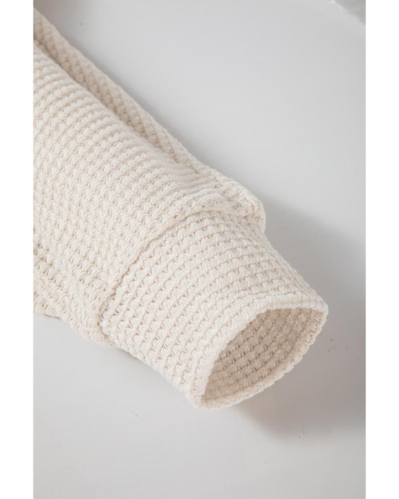 Azura Exchange Apricot Waffle Knit Splits Batwing Sleeve Oversized Top