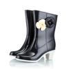 Fashion Ladies Shoes 2025 Mid-Calf Women's Boots Outdoor Rainboots Women Round Toe Slip on Floral Mixed Colors Chunky Heels Shoes Women