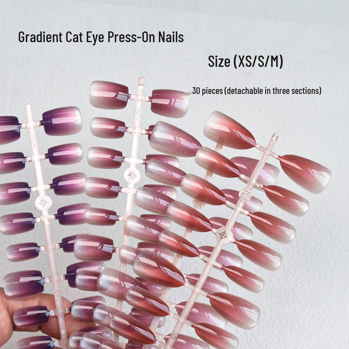 

P207-212 Plum Jam Gradient Press-On Nails: 30-Piece Dark Color Handmade Nail Art Set