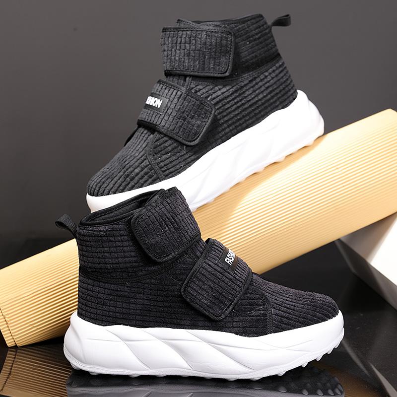 

Модная осенняя мода Высокие мужские хлопковые туфли Трендовые удобные спортивные повседневные туфли Простая толстая подошва Нескользящая мужская уличная обувь 45 чёрный