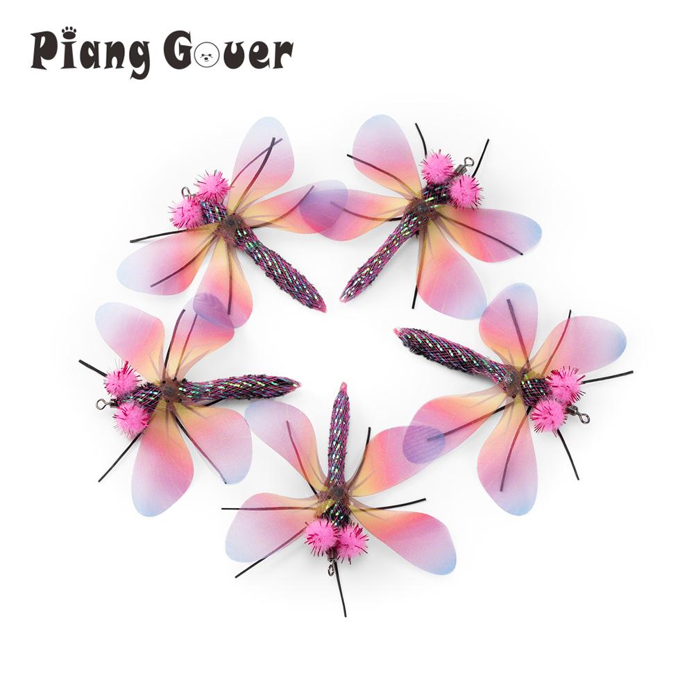 Colored Butterfly Artificial Insect Cat Toys Cat Teaser Replacement Head Pet Toys Accessories