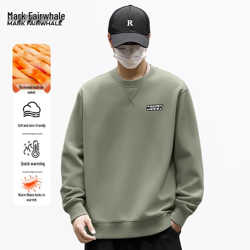 Mark Fairwhale Men's American Style Letter Print Fleece Sweatshirt