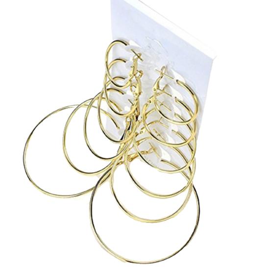 

6Pairs/Set Fashion Circle Hoop Dangle Earrings Pendant for Female Daily Outfits золотистий
