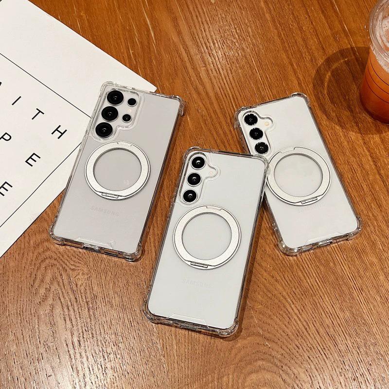 Samsung Galaxy S11Ultra mobile phone case four corners transparent magnetic rotating bracket A11 hard protective case