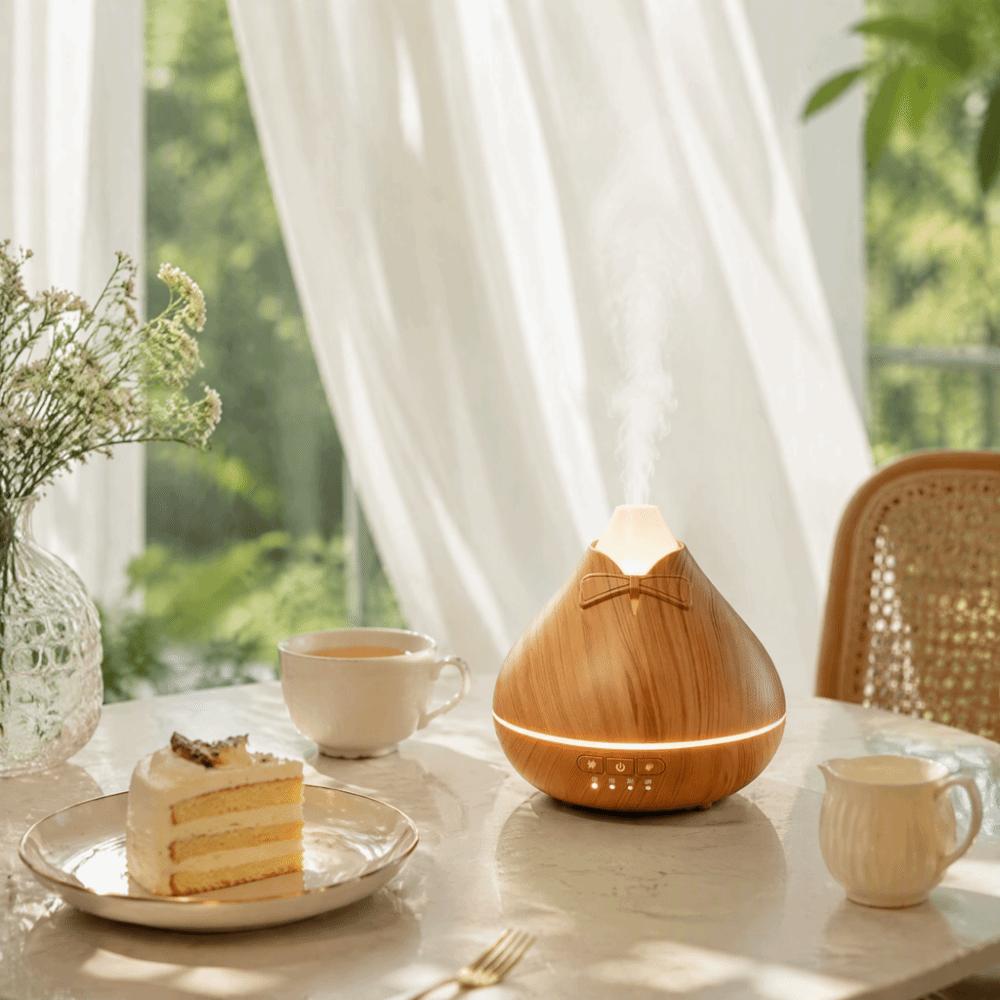 Wood Grain Cool Mist Humidifier Quiet Essential Oil Scent Machine Home Use