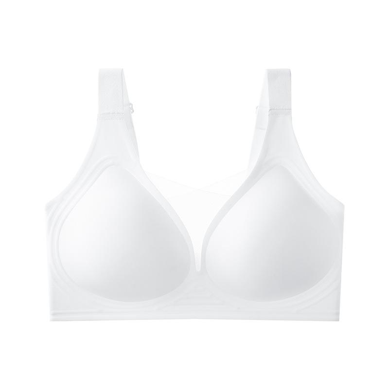 Jelly Hluboký výstřih do V Plný košíček Bezešvé síťované spodní prádlo plus size Tenký styl Velká prsa Malá Podprsenka proti ochabování 6XL