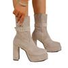 New Women's Wide Width Fashion Boots European American Style High Heel Ankle Boots Buckle Detail Platform Sole Autumn Shoes