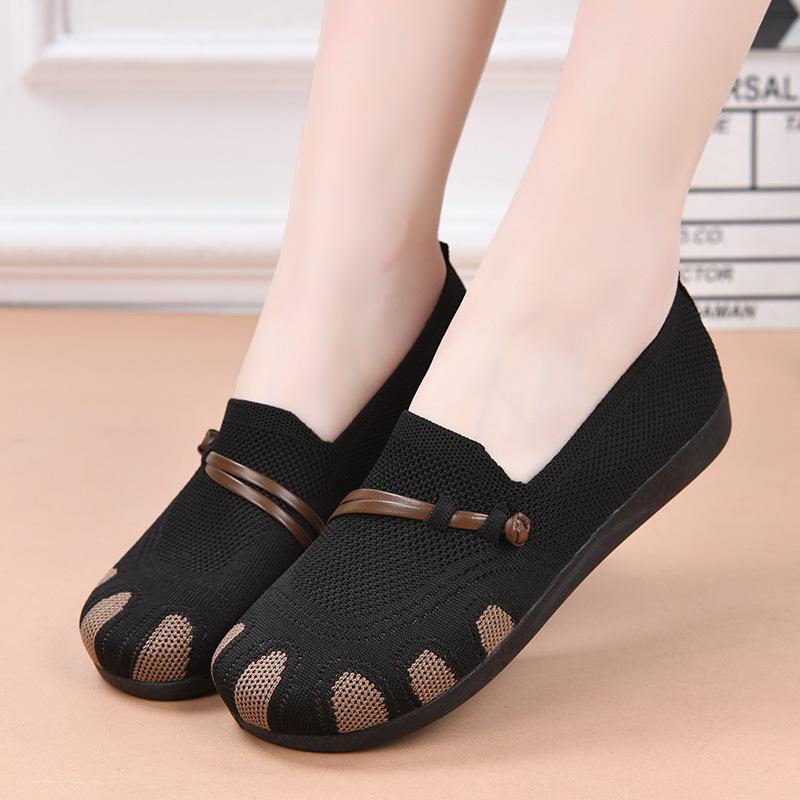Comfortable Walking Shoes for Elderly Women Soft Sole Slip-on Flats Anti-fatigue Casual Loafers