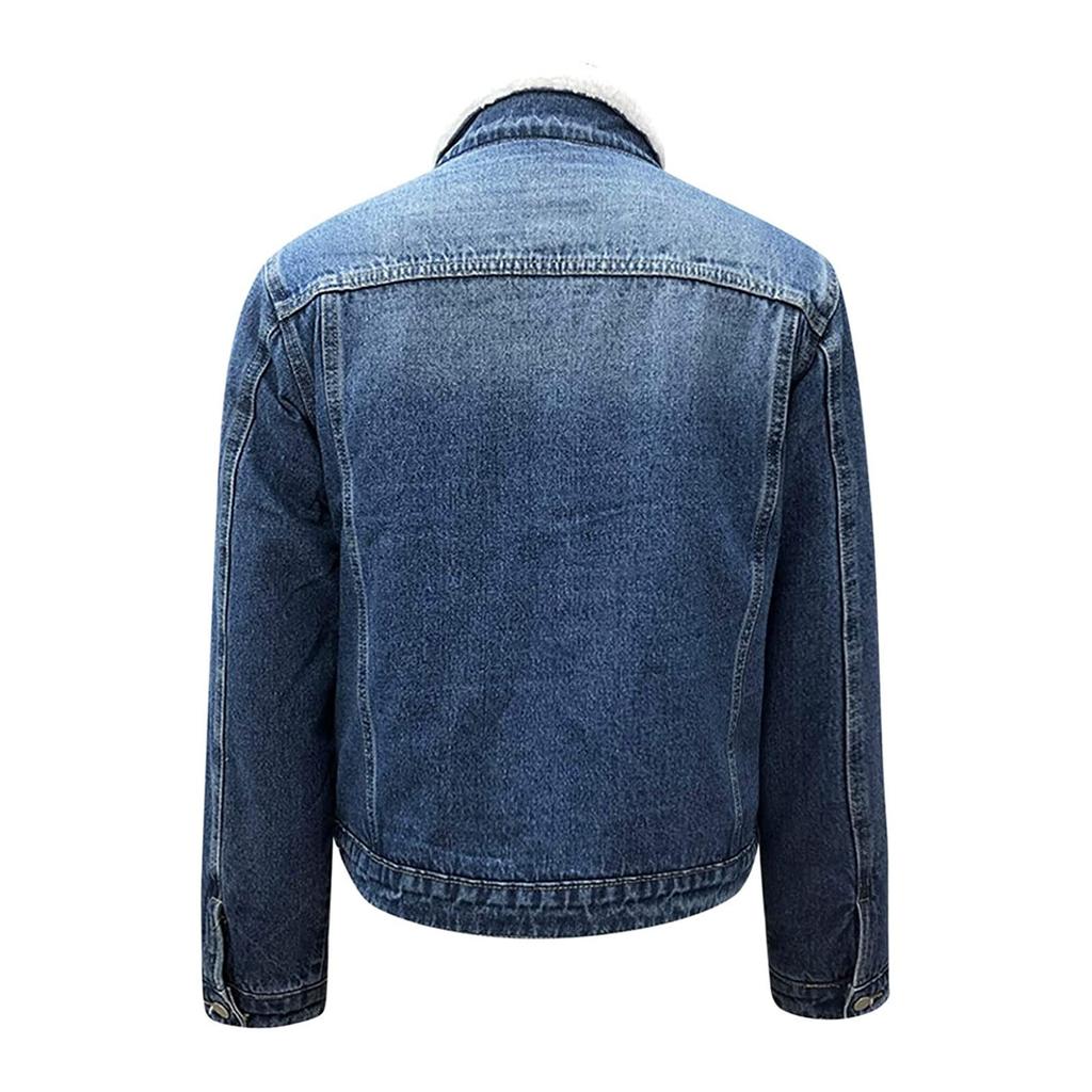 Loose Denim Lambswool Jacket 