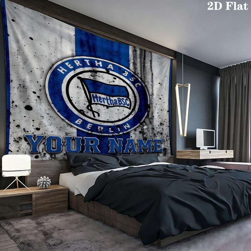 Hertha BSC Custom Name Wall Tapestry Aesthetic Wall Hanging Printed Fabric Blanket Decorative Tapestries for Bedroom Living Room Home Decor