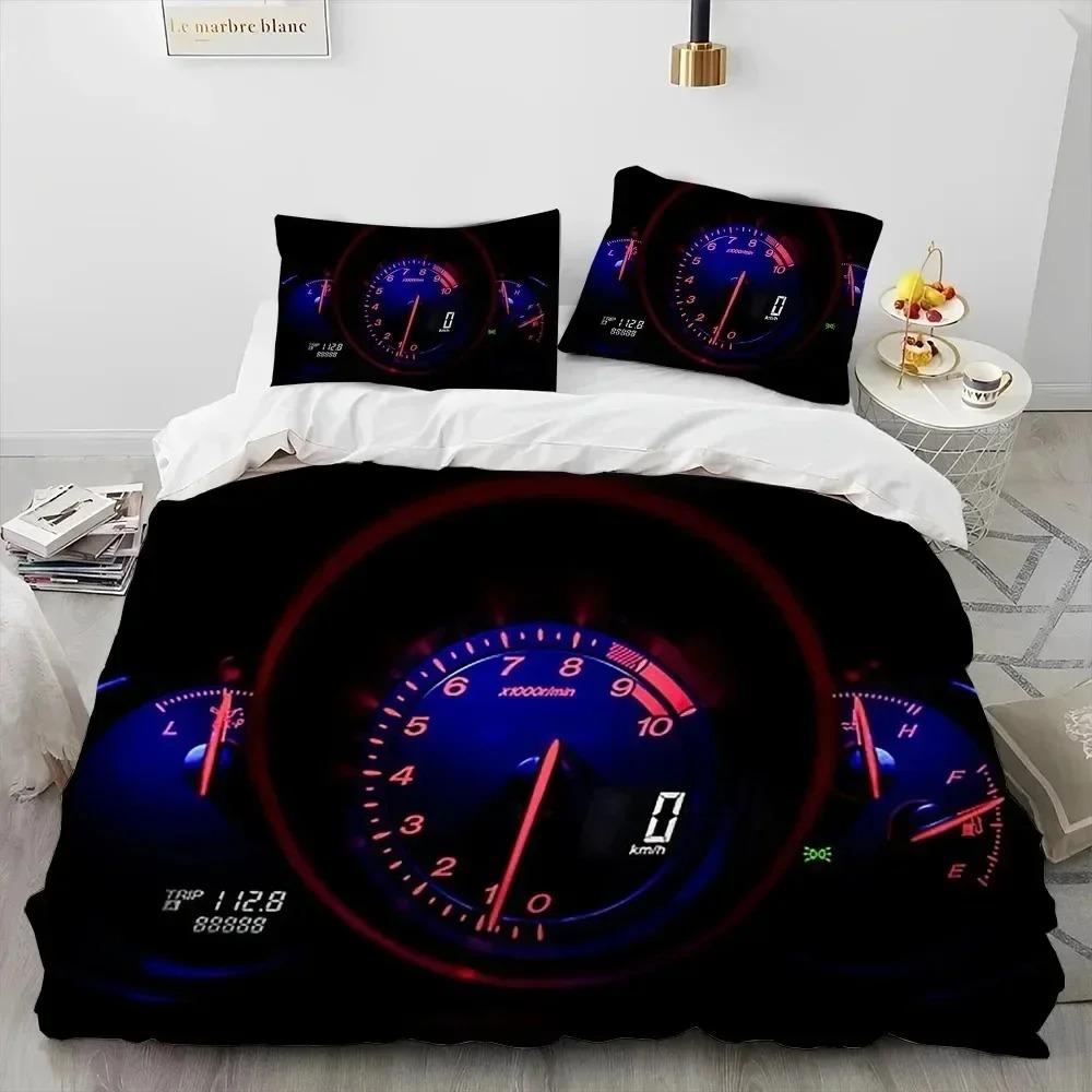 3D Racing Car Dashboard Comforter Bedding Set,Duvet Cover Bed Set Quilt Cover Pillowcase,King Queen Size Bedding Set Adult Boys