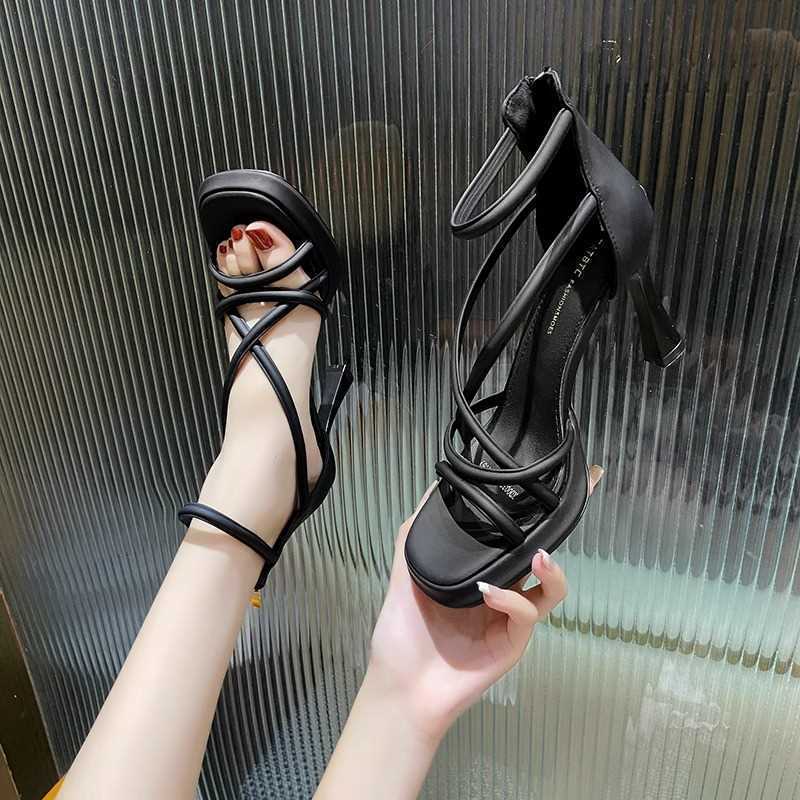 European and American Design Sense Waterproof Table Stiletto High Heels New Fashion Trend Cross Strap Stiletto Open Toe Sandals