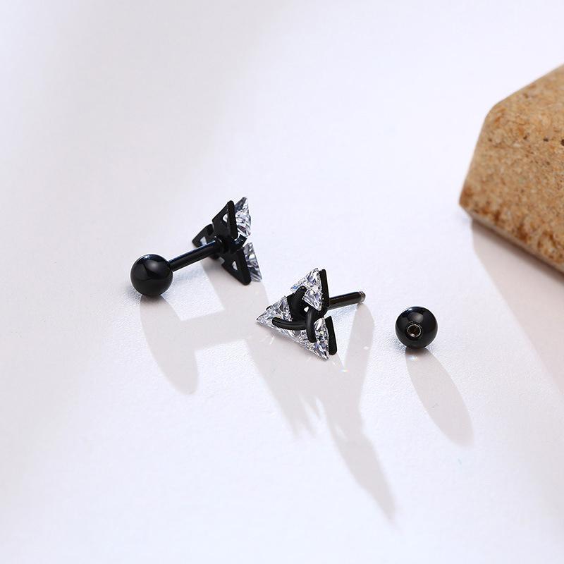 Fashionable And Creative Triangle Inlaid Zircon Earrings Suitable For Men And Women Cool Hip-hop Punk Style Jewelry Gifts