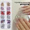 12-Grid Mini Nail Art Rhinestones, Colorful Irregular Champagne Crystals, Super Flash Flatback Nail Accessories.