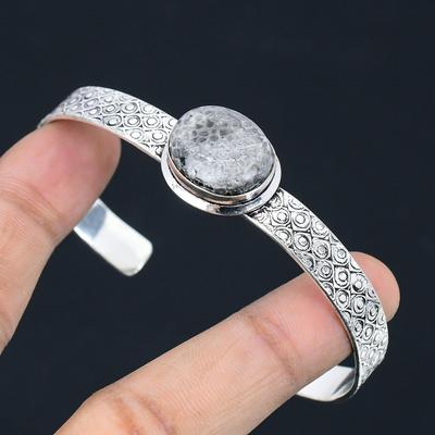 Halloween Deal 925 Sterling Silver Natural Stingray Coral Sister Wedding Bangle