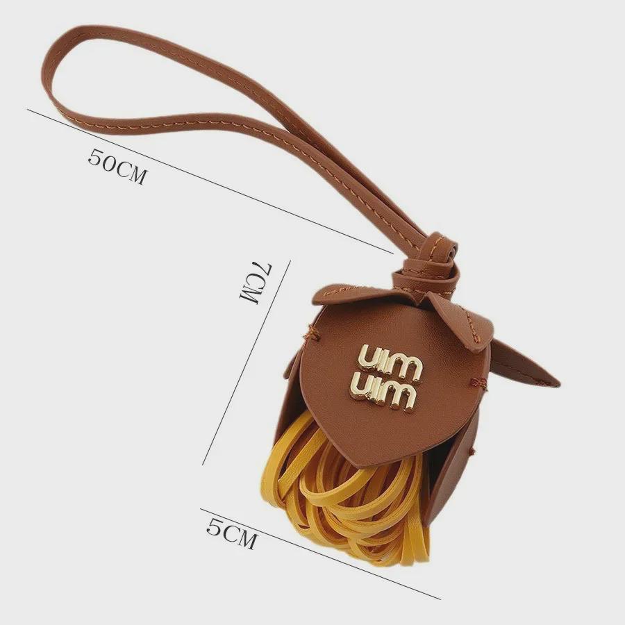 "Genuine Leather Flower Pendant Lanyard for Car or Bag"