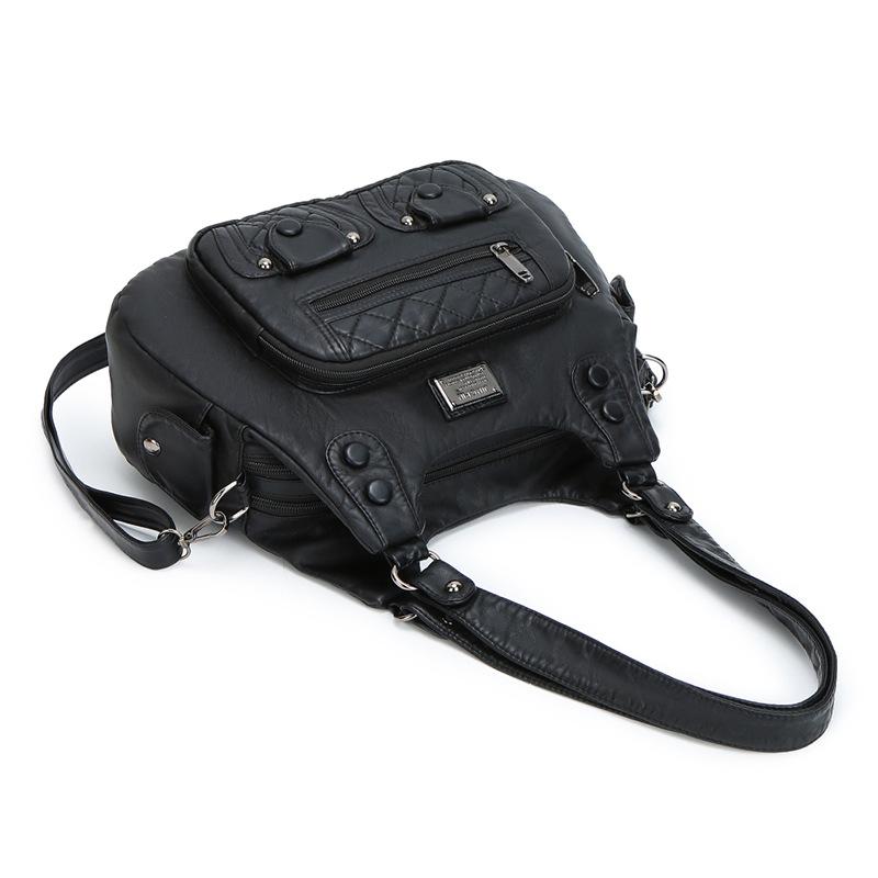 Retro Damenhandtasche, großes Fassungsvermögen, modische und vielseitige Handtasche, einfache gewaschene weiche Leder-Muttertasche, Schultertasche.