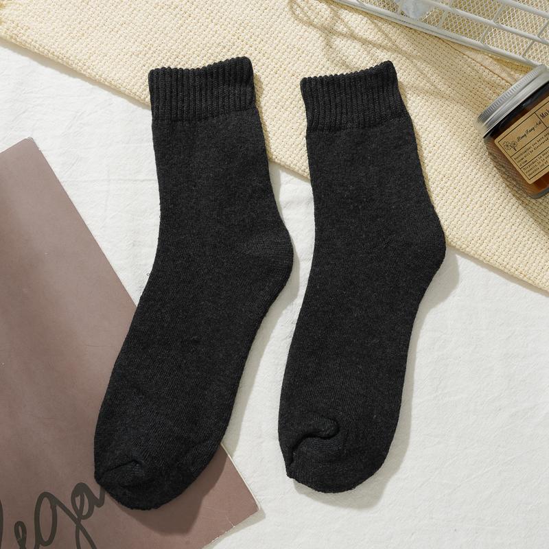 1/5Pairs Men's Thickened Cotton Socks Terry Plus Velvet Warm Mid-tube Socks Soft Skin-friendly Casual Socks