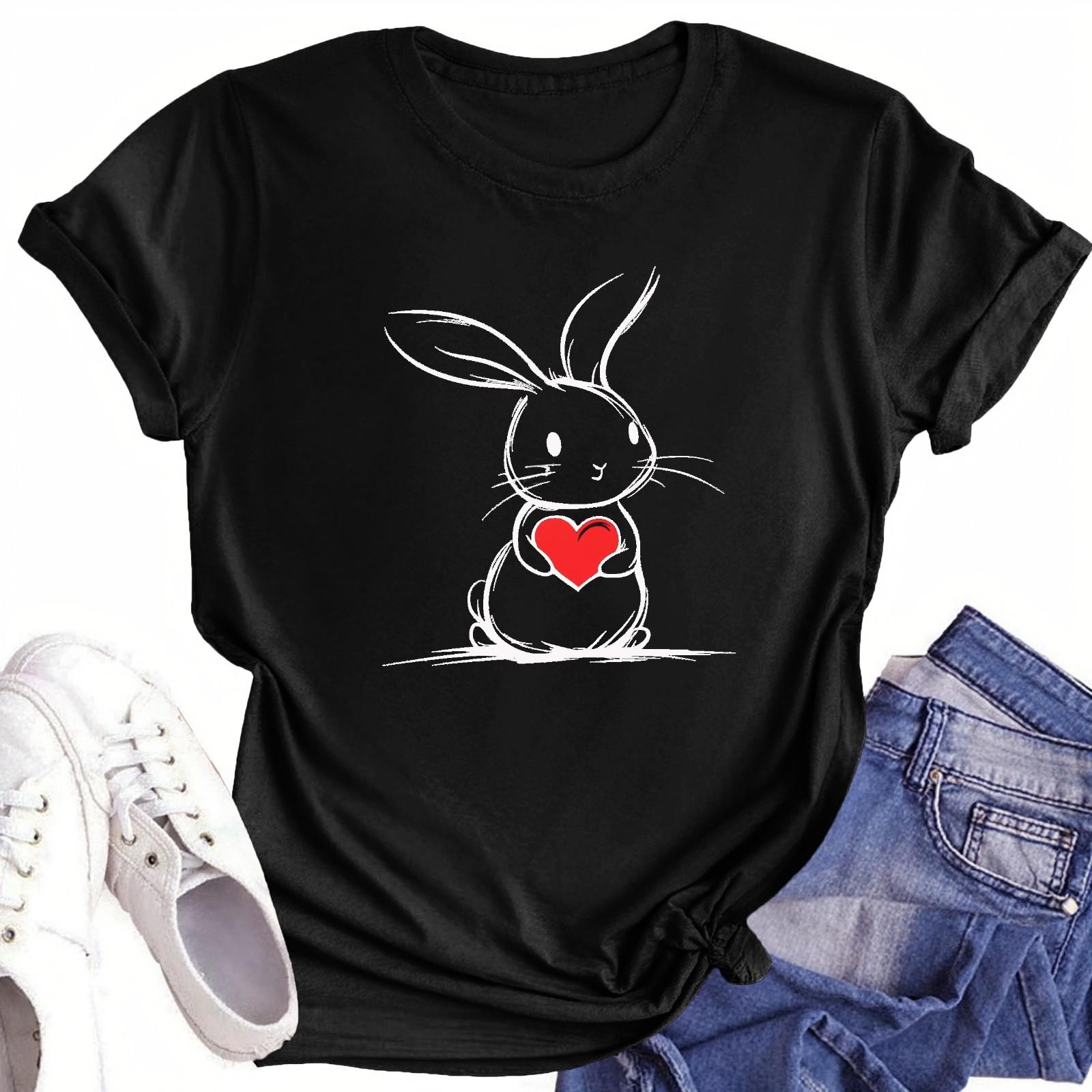 

Женская повседневная футболка с круглым вырезом и короткими рукавами с принтом S чёрный