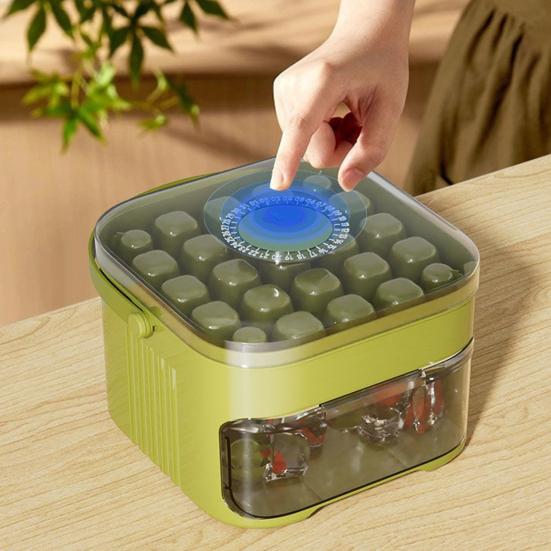 Ice Cube Mold with Lid And Ice Shovel Stackable Double Layer Ice Tray Pull-Out Ice Drawer Ice Cube Maker for Cocktail Whiskey