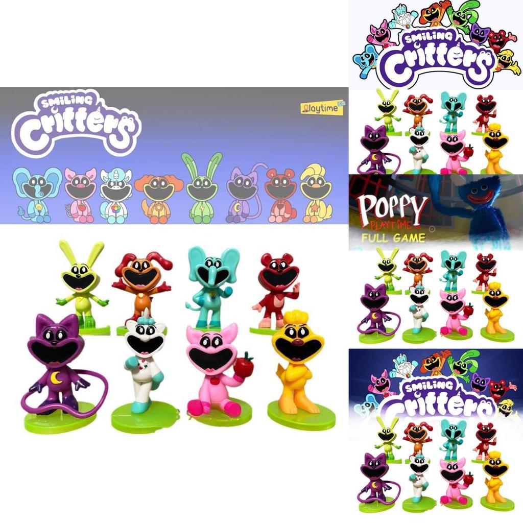 Adorable 8-9cm Smiling Animal Figurines Cake Toppers 8-pack 3d Models