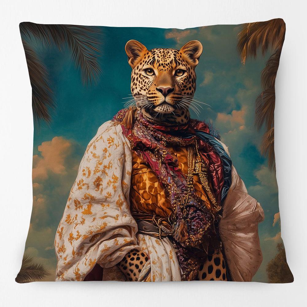 Oriental Style Animals Portraits Tiger Leopard Lion Cushion Cover Sofa Decorative Pillow Case