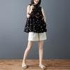 DIMANAF 2026 New Summer Plus Size Women Shirts Tees Casual Loose Blouse Button Sleeveless Lady Tops Pleated Black