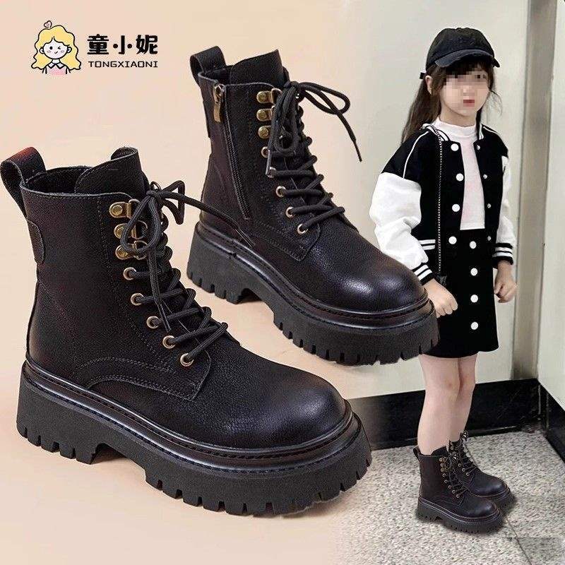 Girls Martin boots 2025 new autumn and winter children's velvet princess short boots medium and older children's British style girls boots