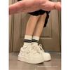 Leather Platform White Shoes Women's 2 New Sports Shoes White Shoes Small Height Increase Versatile Board Shoes