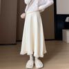 Women Knitted Skirt A-line Mid Long Female Retro Thickened Large Skirt High Waisted Slimming Autumn Winter Skirts