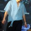 Men Summer Tie Up Short Sleeve Beading Mesh Sheer Seen Through T-shirts