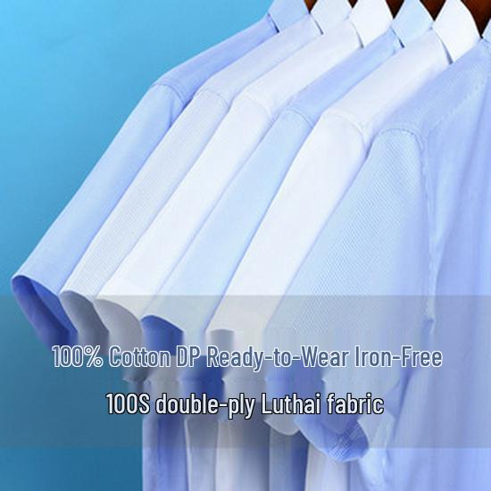 Men's Non-Iron Long-Sleeve Striped Cotton Shirt - Professional and Casual in White