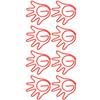 100Pcs Paper Clip Metal Hand Shaped Design Rustproof Paperclip Decoration for Office School Red