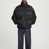COS Down Jackets Men's Black Stand Collar Moderate Quilted Down Jacket 1246718001