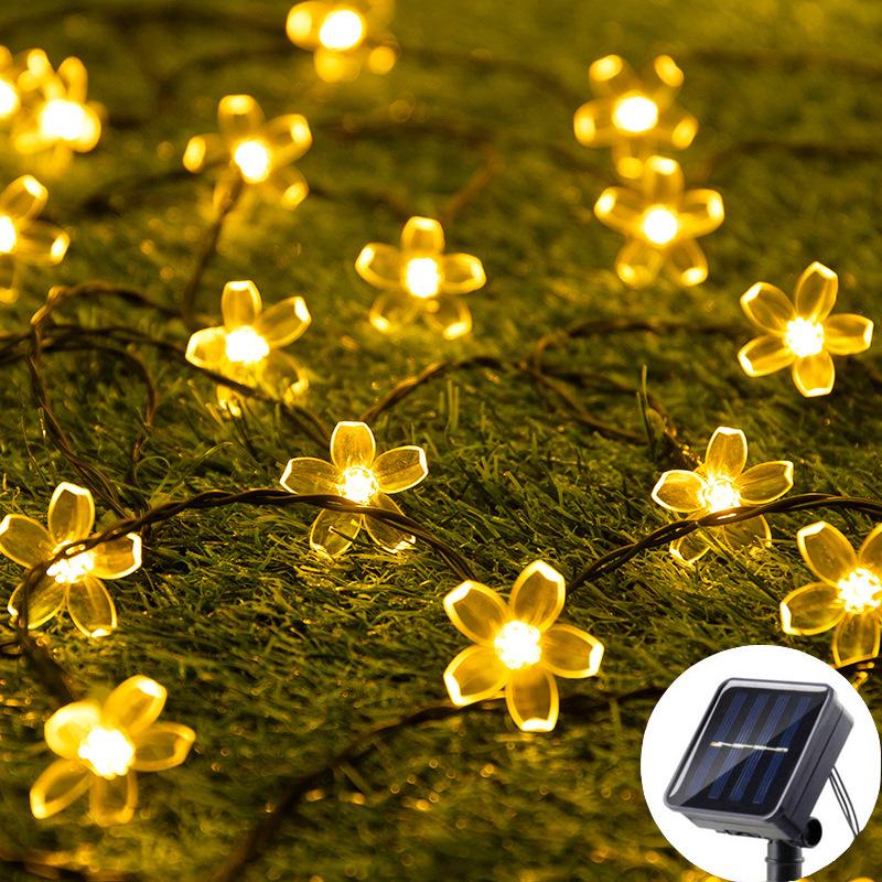 

Светодиодные гирлянды на солнечных батареях Cherry, гирлянда из сакуры, ночник в виде персикового цветка, новогодняя свадебная вечеринка, елка для сада, рождественский декор 5M 20LED-Solar
