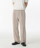 Light Plain One-Pleat Wide Hidden Elastic Waist Slacks [Light Beige]