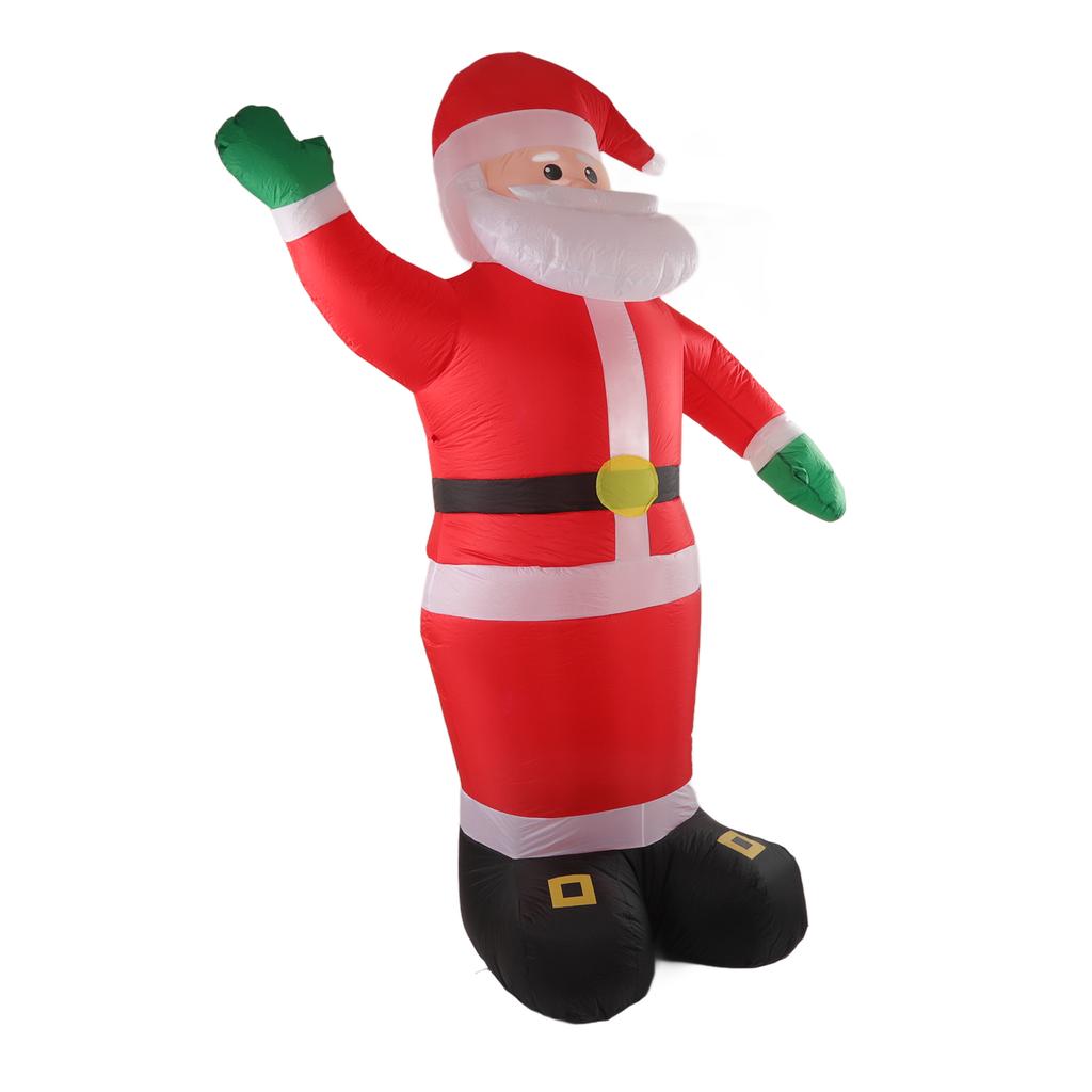 Uppblåsbar Jultomte Vattentät Inbyggd LED Jul Utomhusdekoration med Gröna Händer för Gräsmatta