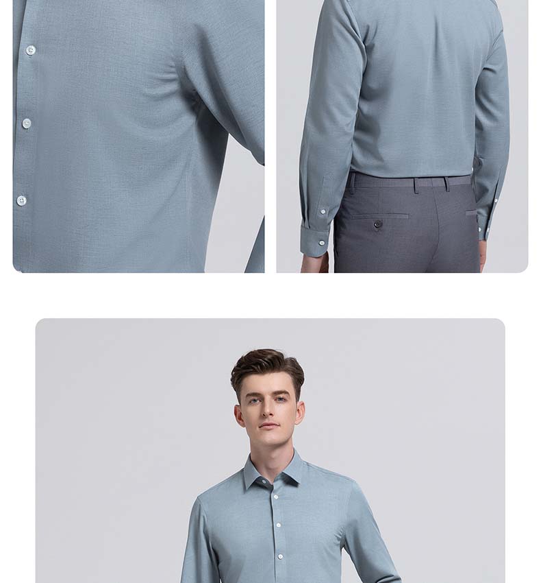 [Flax Anti Wrinkle] Langdeng's New Easy To Take Care of Formal Long Sleeved Shirt, Elastic Formal Business Men's Shirt