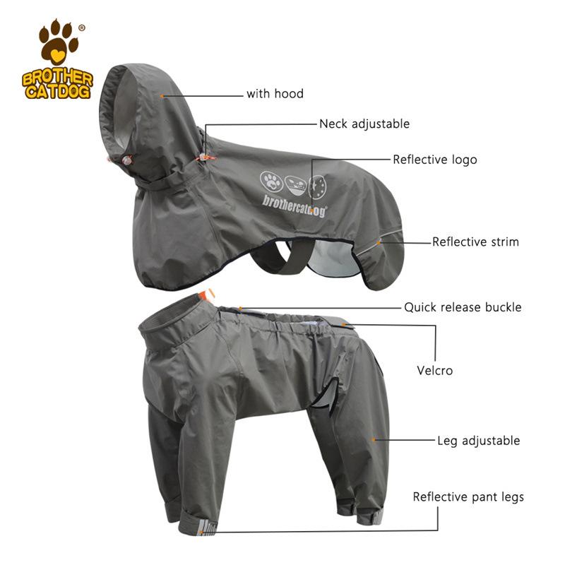 Adjustable Dog Raincoat for Pets All-in-one Large-sized Dog Glued Four-legged Hooded Poncho