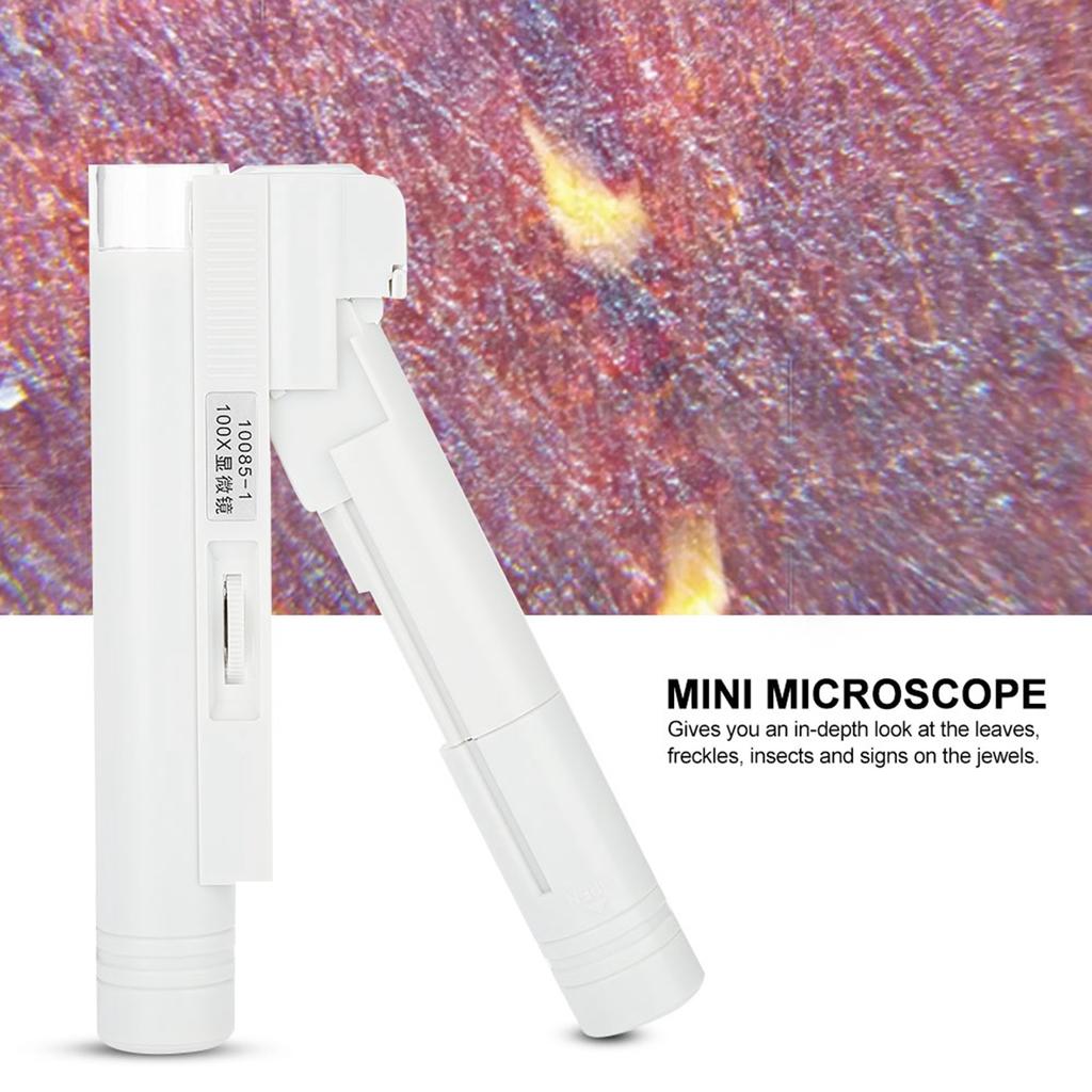 100X Zoom Mikroskop Doppelrohr Schmucklupe Taschenlupe mit LED-Licht