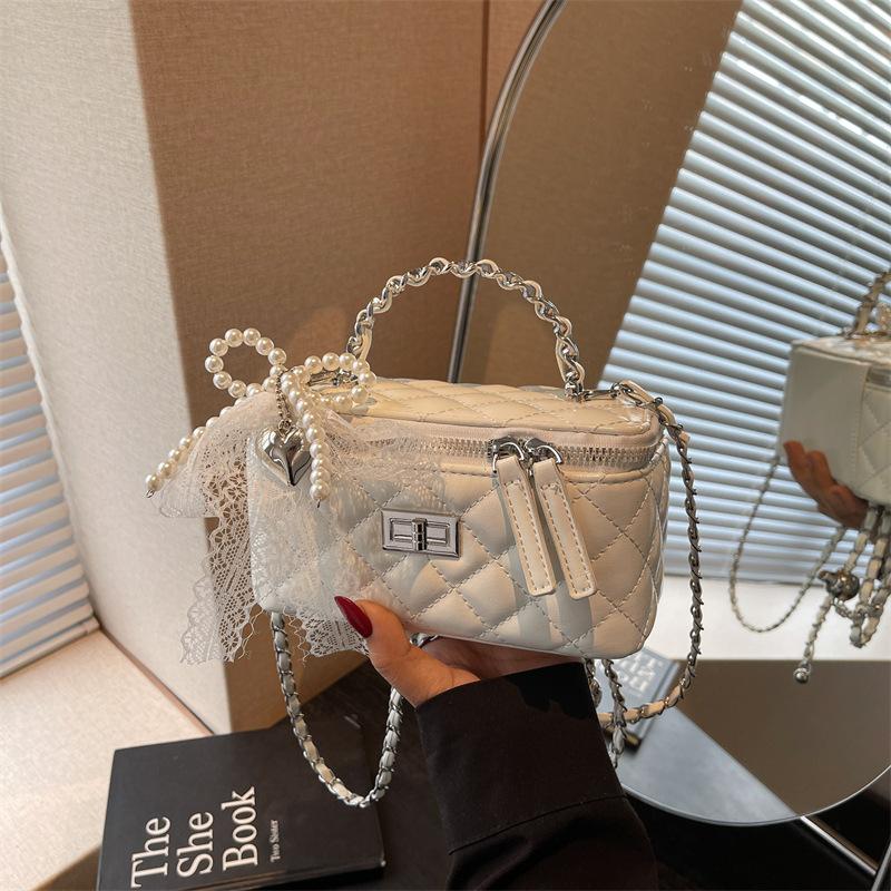 Raute Stickgarn Tasche Damen neue Sommer vielseitige Kette Umhängetasche modische tragbare Box kleine quadratische Tasche