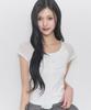 ILLIGO Lace Ribbon Color Block T-Shirt White