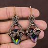 Mystic Topaz Handmade Copper Wire Wrap Jewelry Earring 2.68 H6D33