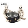 Halloween Skull Candlestick Holder Witch Resin Candle Holder, Spooky Star Cup Tealight Stand Decorative with Metal Heatproof Liner, Gothic Tabletop