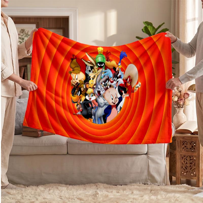 Looney Tunes Printed Flannel Blanket, Skin Friendly Warm Throw for Indoor Couch Bed Daily Use