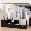 Deli 4-Section Desktop File Organizer with Pen Holder, Black