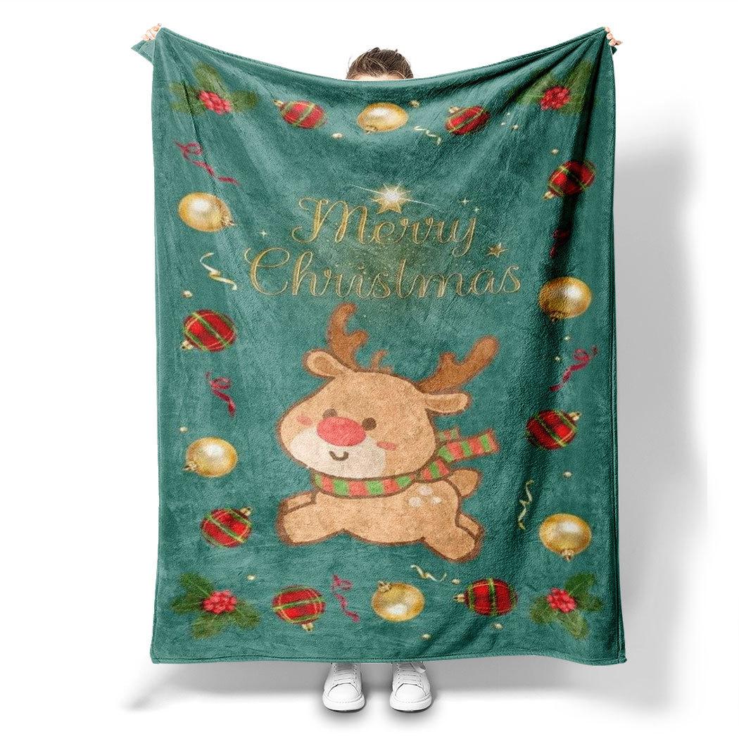 

Christmas cartoon reindeer Printed Blanket for Sofa Travel Camping Living Room Office Conditioning Blanket for All Seasons Gifts 75x90cm
